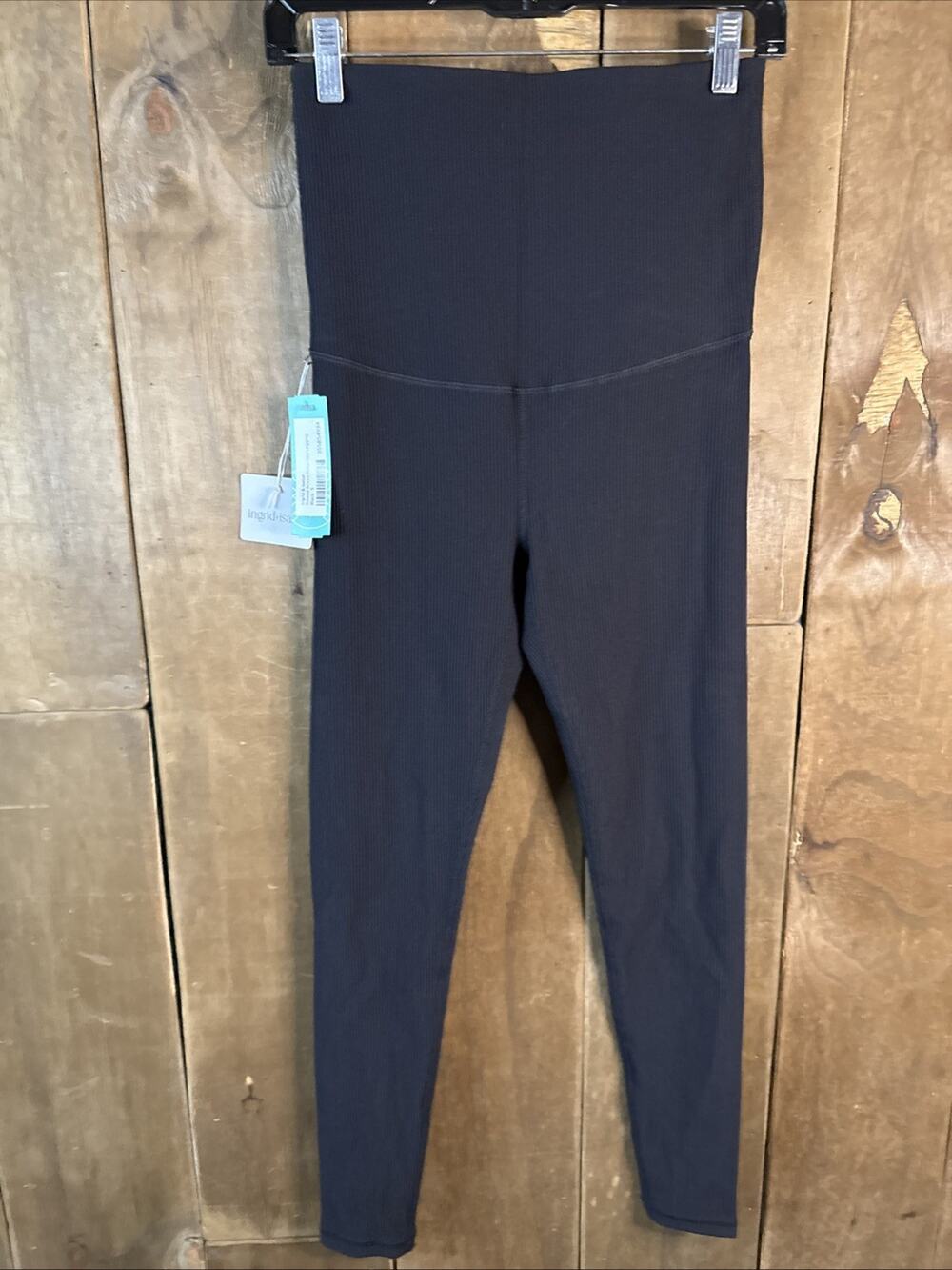 Ingrid & Isabel Ribbed Active Maternity Leggings, Small, Black